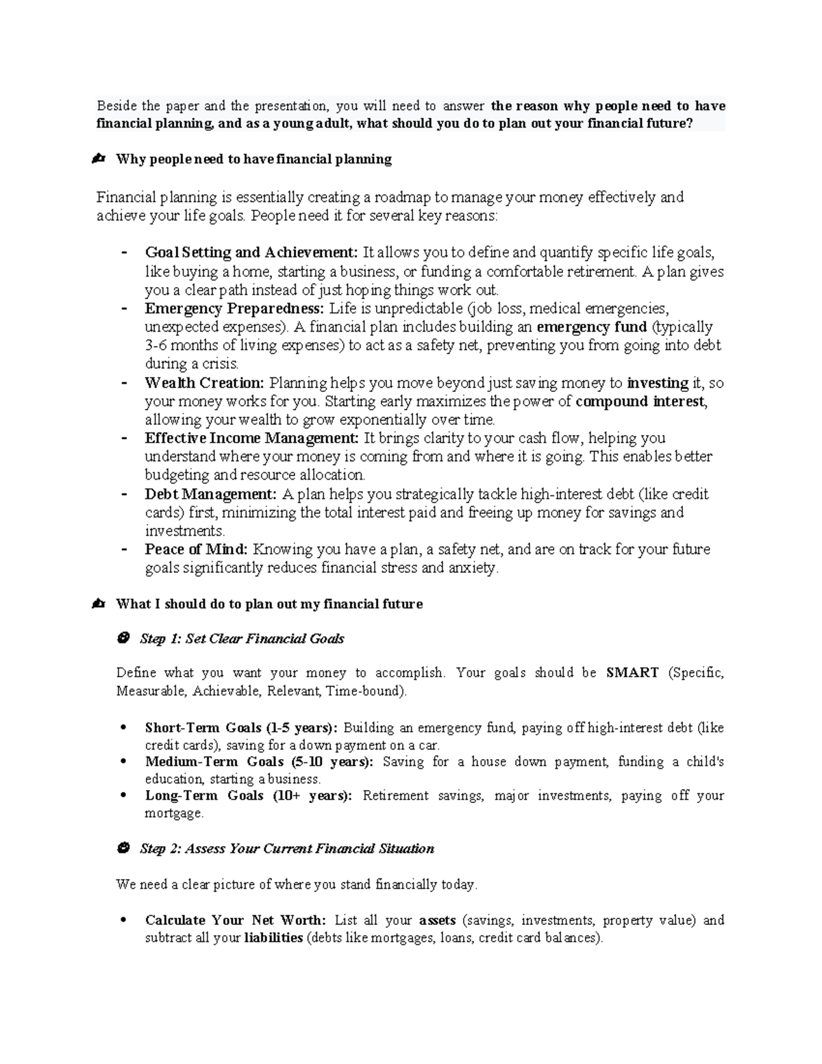 Financial Planning Essentials for Young Adults: A Guide - Studocu