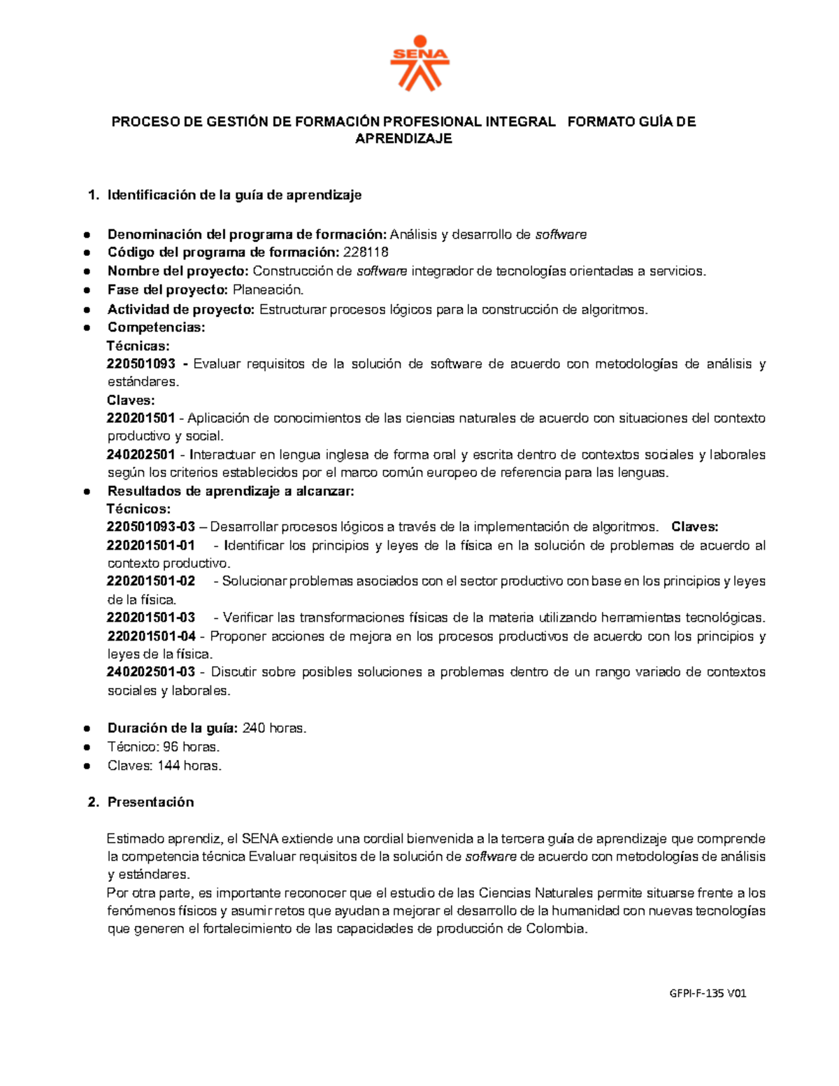 Guía de Aprendizaje 3: Análisis y Desarrollo de Software (ADSO 228118) - Document Preview