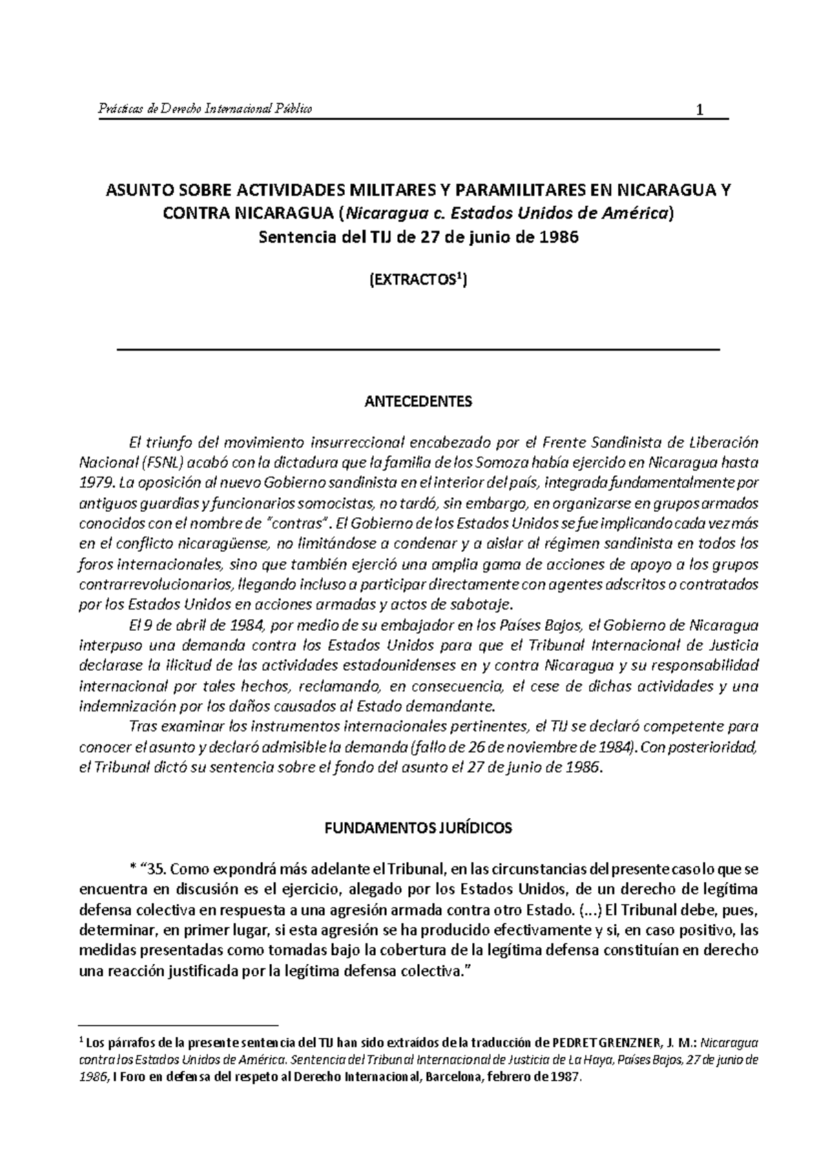 STIJ Nicaragua EEUU - Extractos - ASUNTO SOBRE ACTIVIDADES MILITARES Y ...