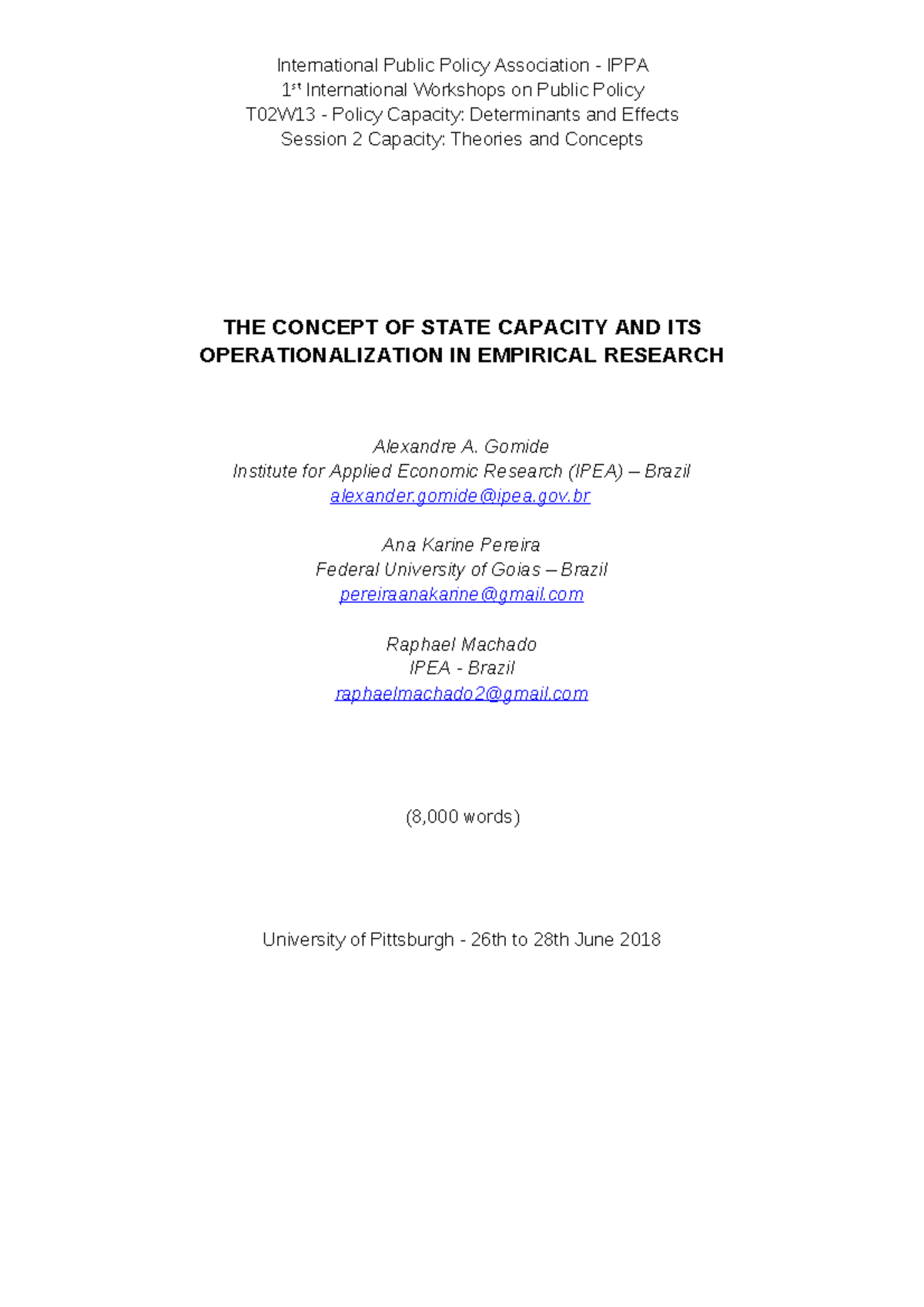 IPPA T02W13: The Concept of State Capacity in Public Policy Analysis ...