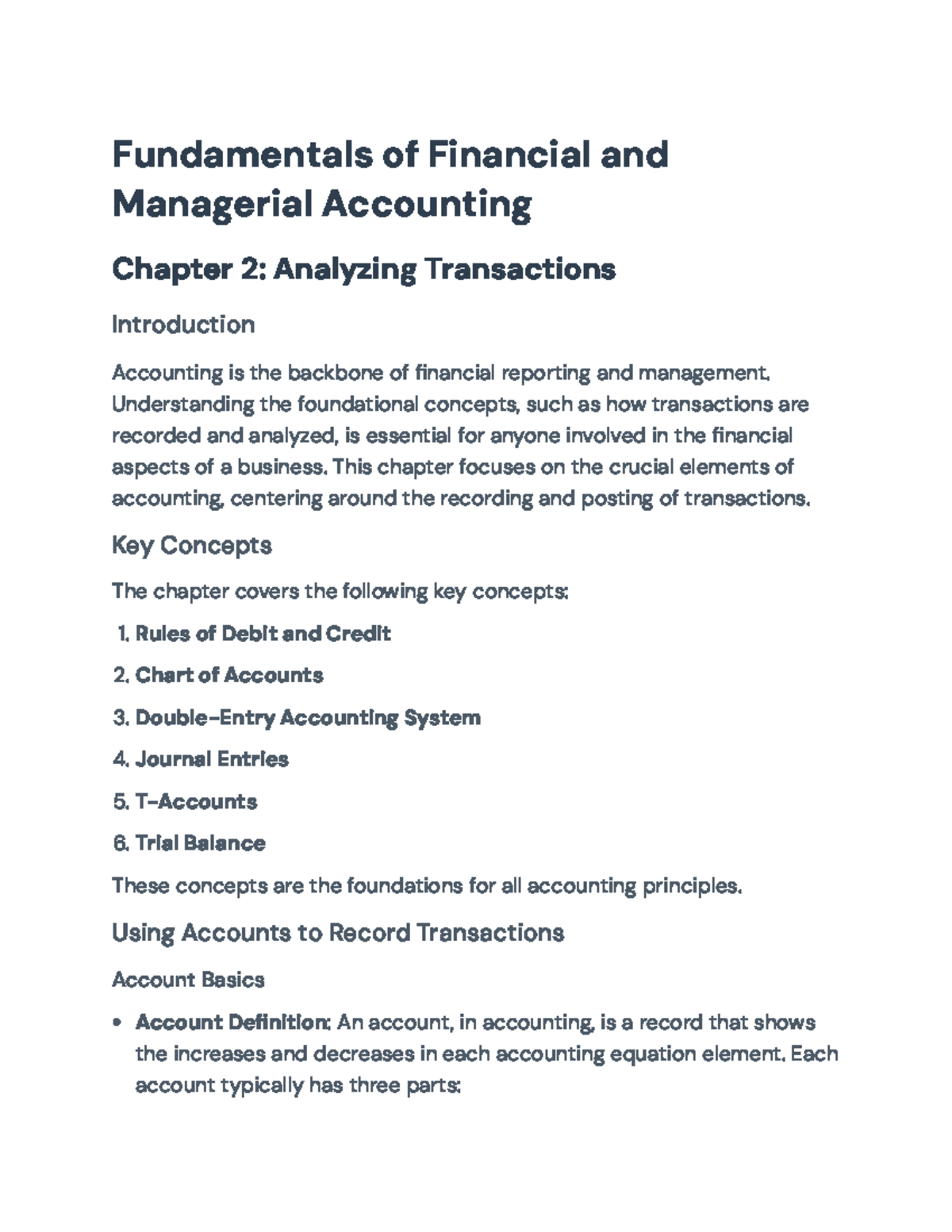 Fundamentals of Financial and Managerial Accounting: Chapter 2 Analysis ...