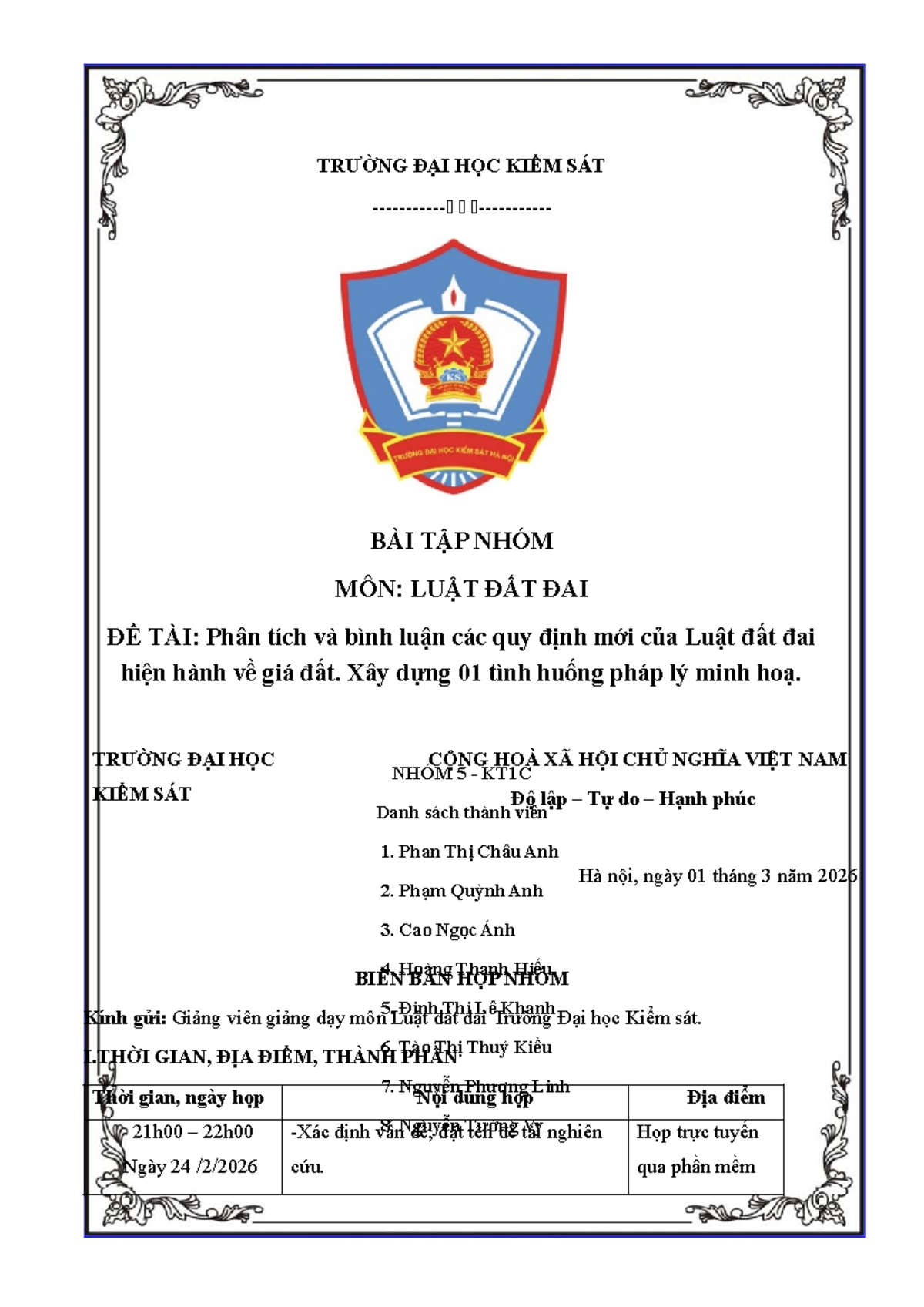 Phân Tích Điểm Mới Của Luật Đất Đai 2024 Về Giá Đất - Môn: LUẬT ĐẤT ĐAI ...