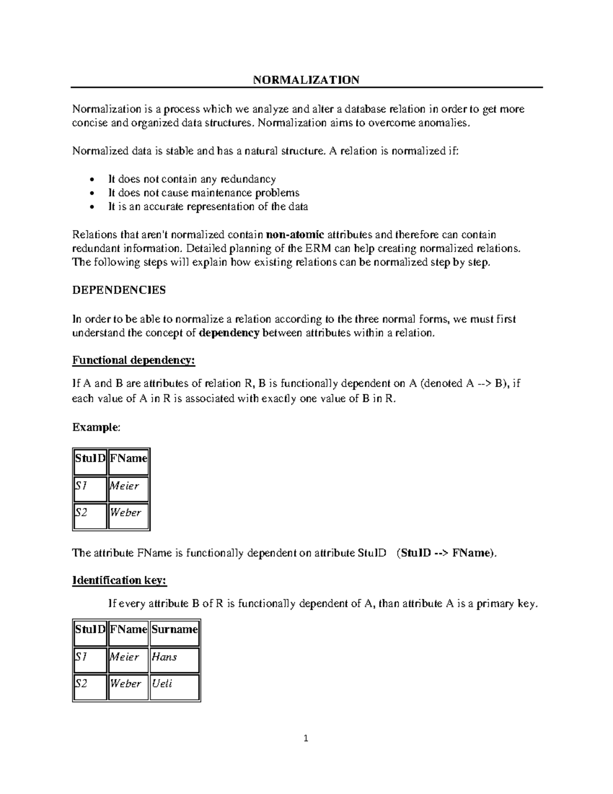 Normalization in Database Management: Concepts and Steps (G105) - Studocu