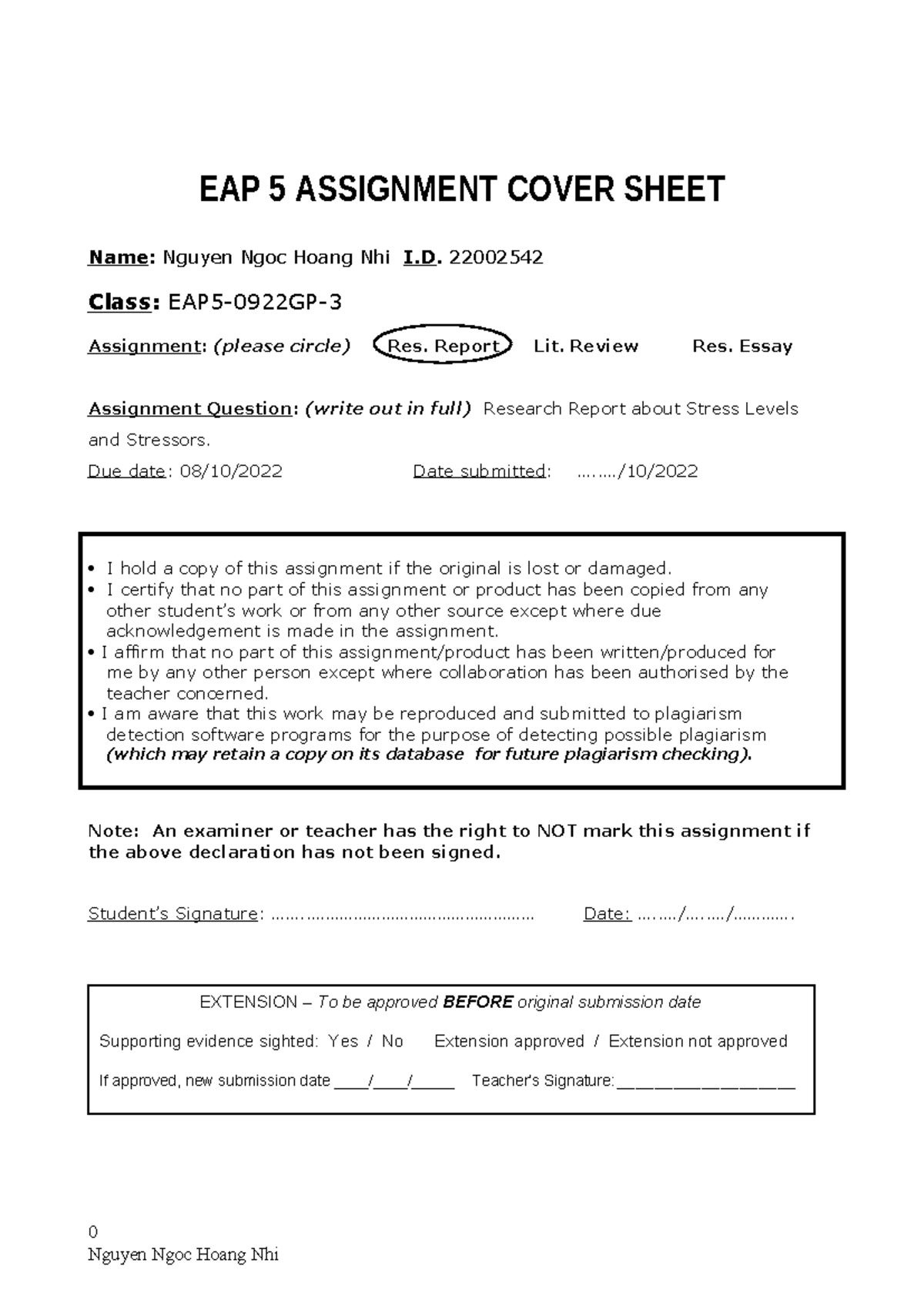 EAP5 Assignment cover sheet with UEH logo 09 - EAP 5 ASSIGNMENT COVER ...