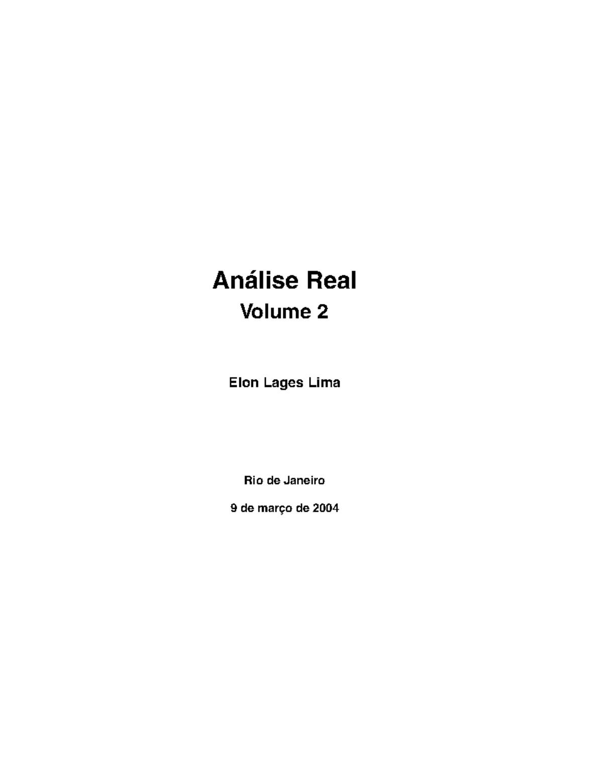 Análise Real Vol 2 - Notas de Estudo e Resumos - Elon Lages Lima - Document Preview