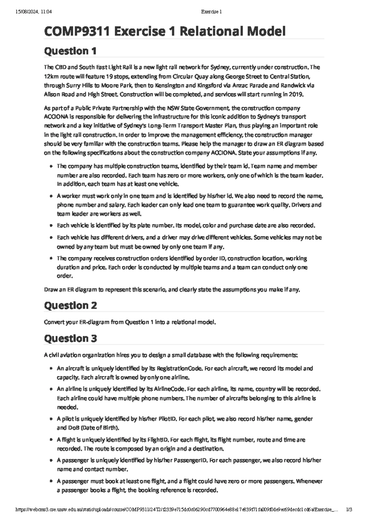 CO COMP3311 1 2024 Term2 T2 In Person Standard Kensington - UNSW Course ...