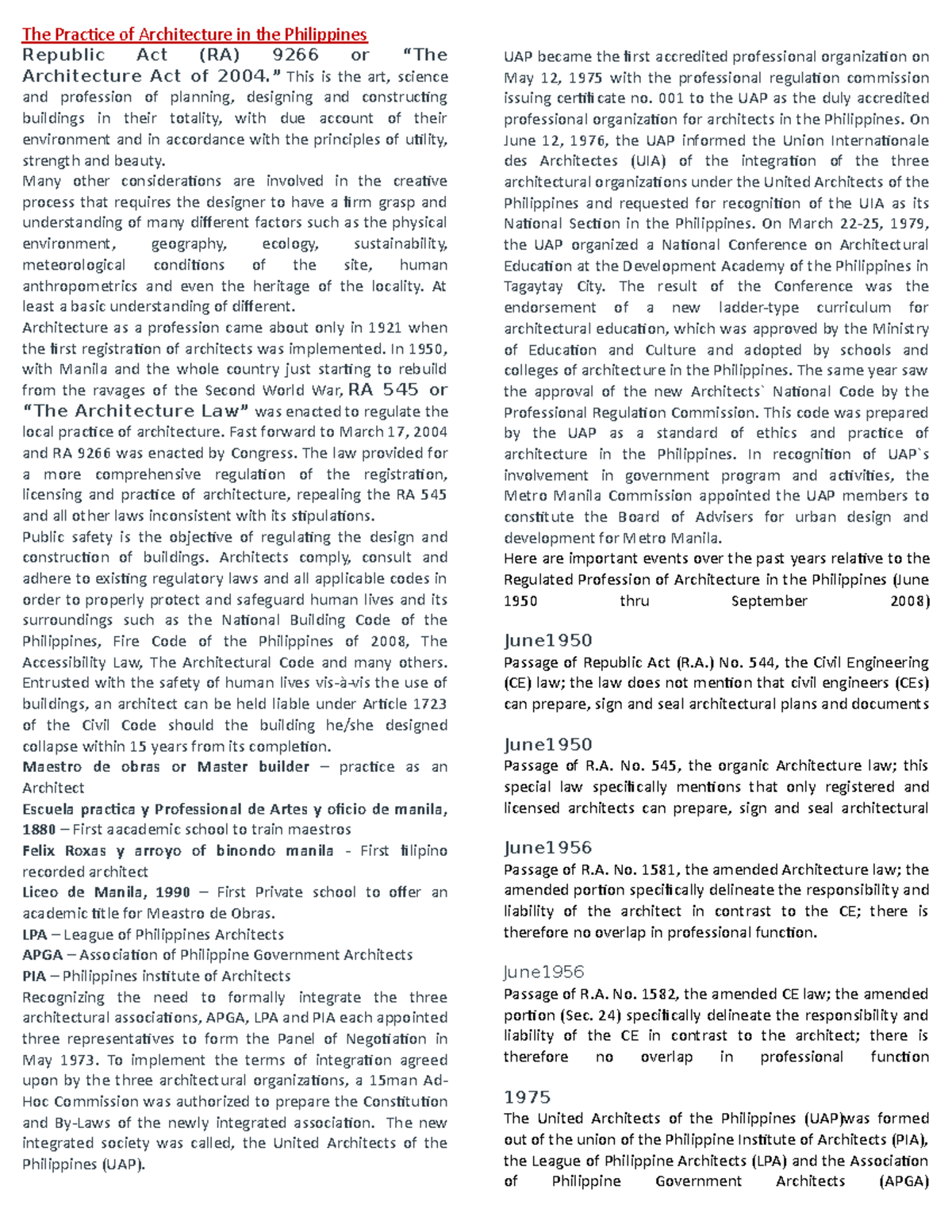 Regulatory Evolution in Philippine Architecture: Key Laws & Milestones ...
