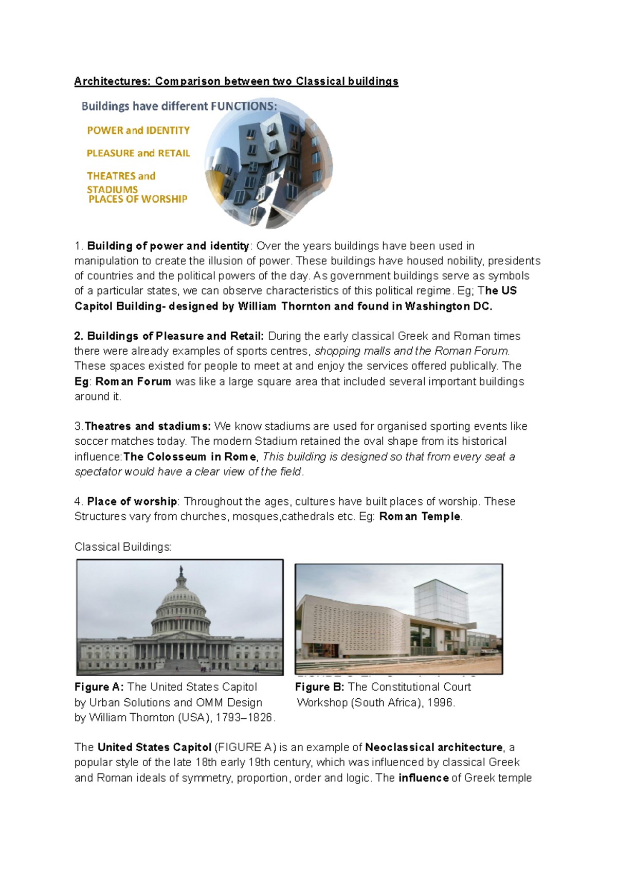 Classical vs Contemporary Architectures: A Comparative Study - Studocu