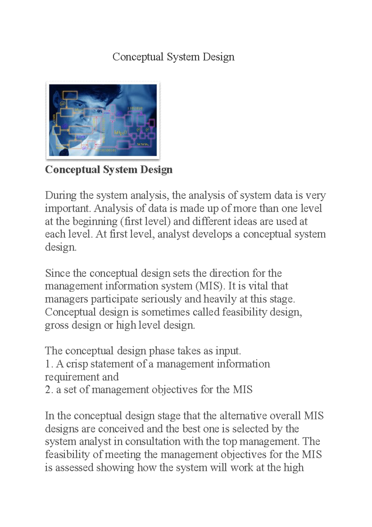 Conceptual System Design unit 3 of mis - Conceptual System Design ...