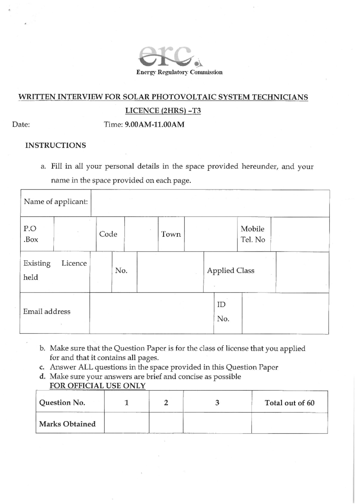 ERC Solar PV System Technician License Written Interview (2HRS) - Studocu
