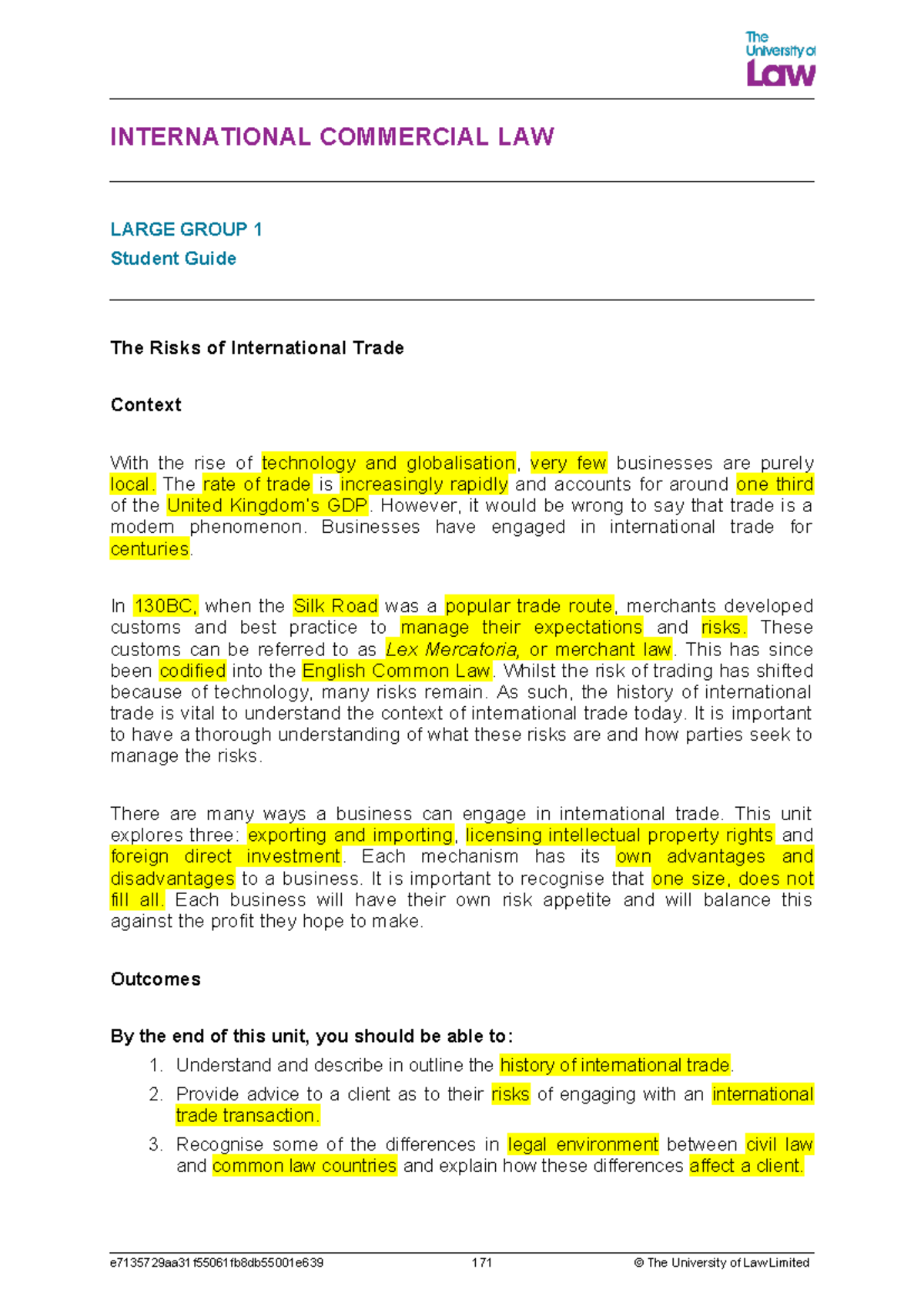 ICL - Unit one - lecture reading n workshop - INTERNATIONAL COMMERCIAL ...