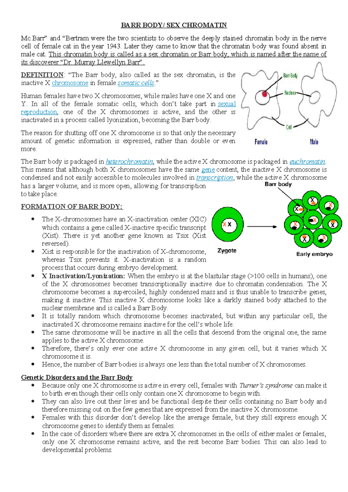Barr Body - Brief Note about Genetics for 2nd yr Bsc Nursing students ...