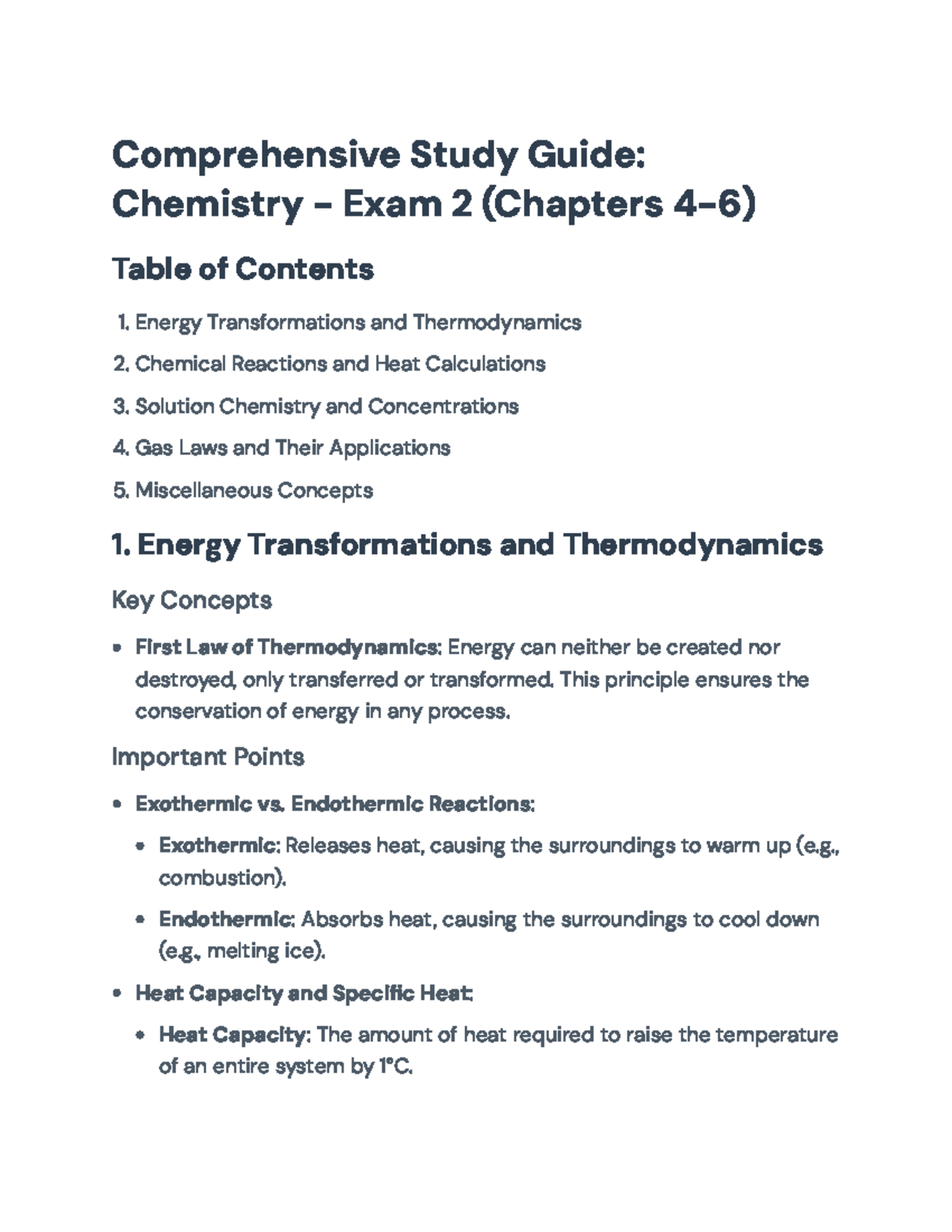 Comprehensive Chemistry Study Guide: Exam 2 (Chapters 4-6 ...