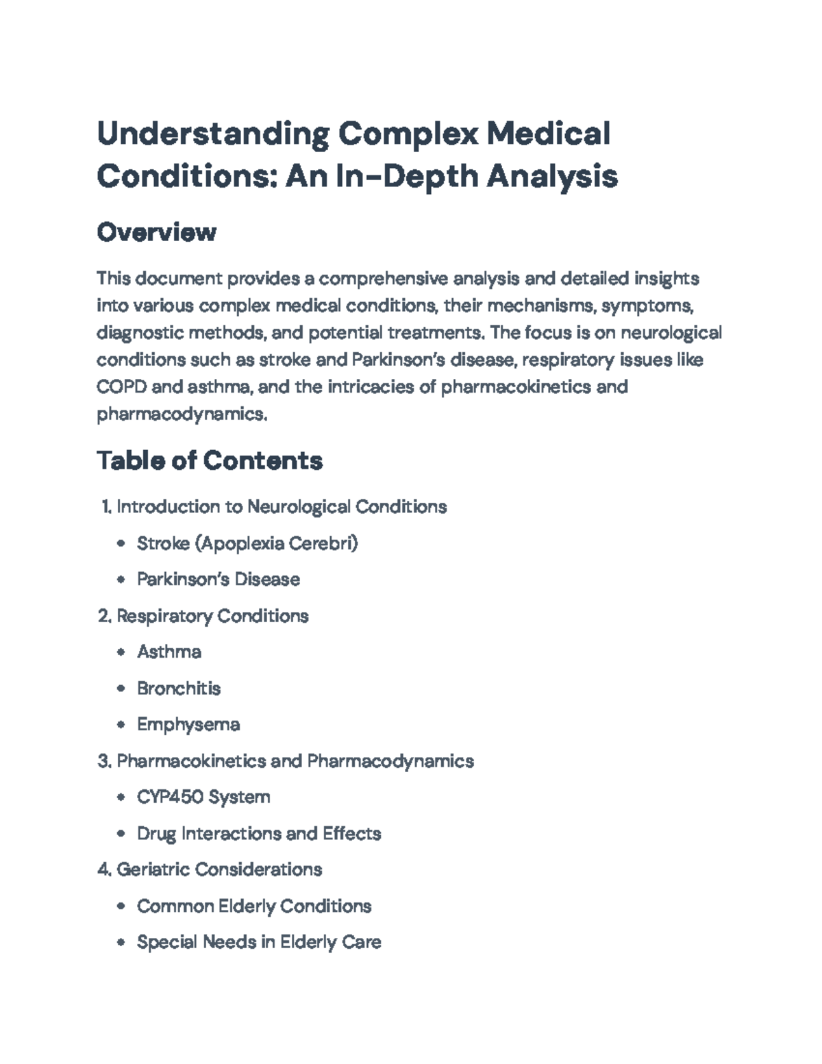Comprehensive Overview of Complex Medical Conditions and Treatments ...