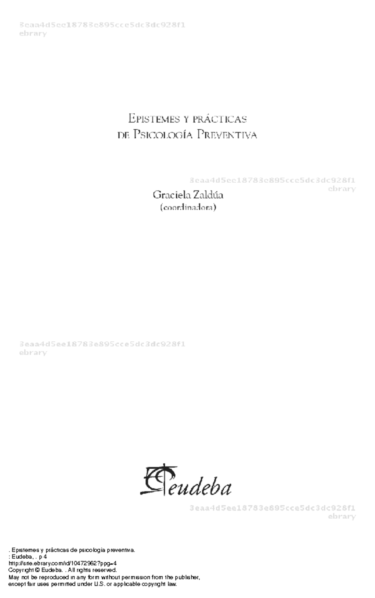 Zaldúa - Epistemes y Prácticas en Psicología Preventiva (Psicología) - Document Preview