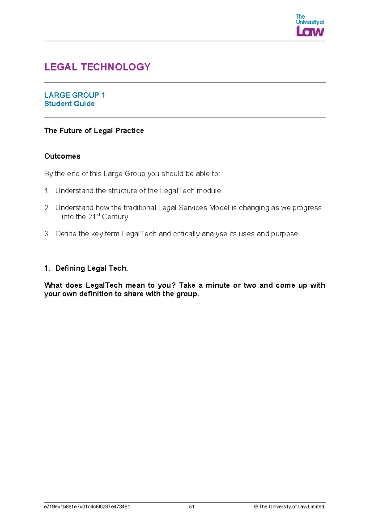 2425 ltec lg01 ce01 student guide - LEGAL TECHNOLOGY LARGE GROUP 1 ...