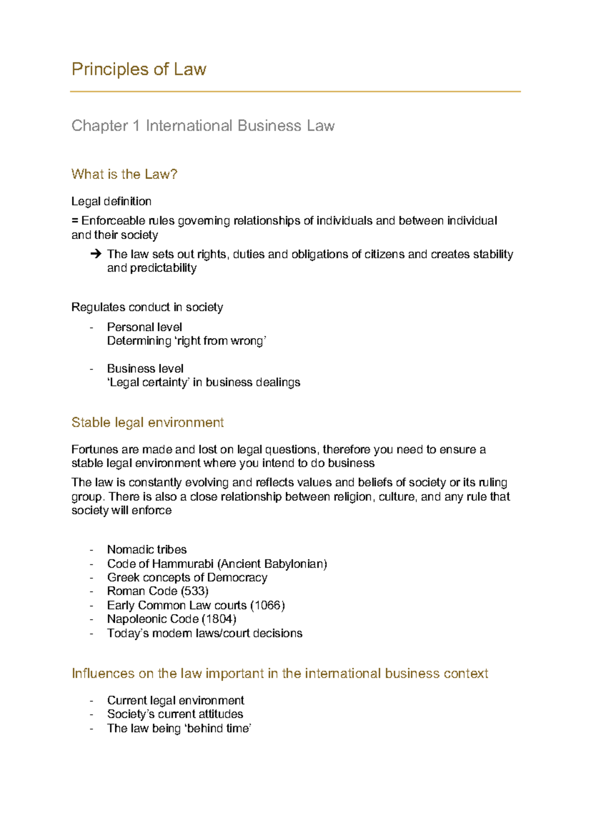 Principles of Law - Principles of Law Chapter 1 International Business ...