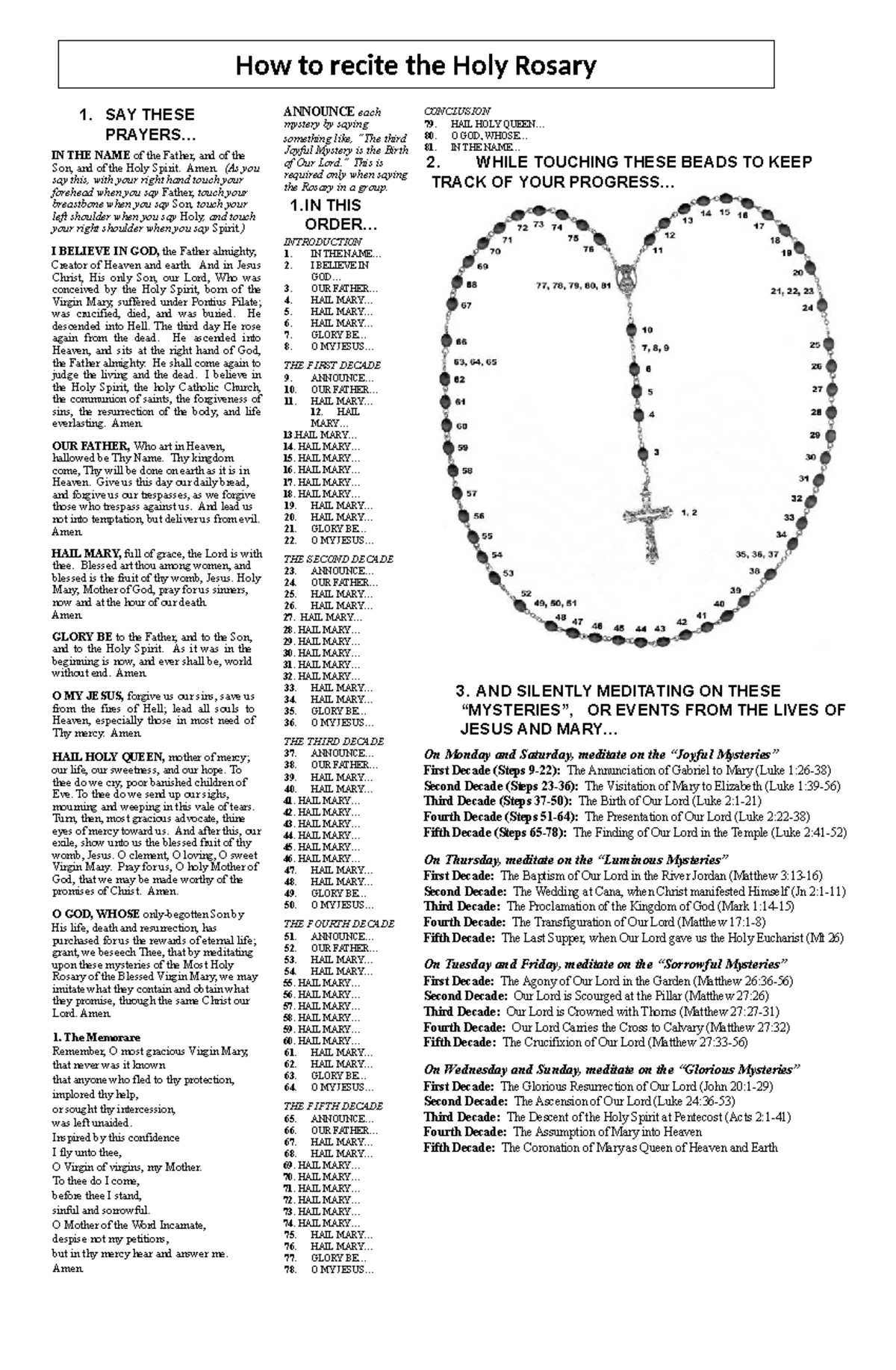 Rosary Recitation Guide: Prayers and Mysteries Explained - Studocu