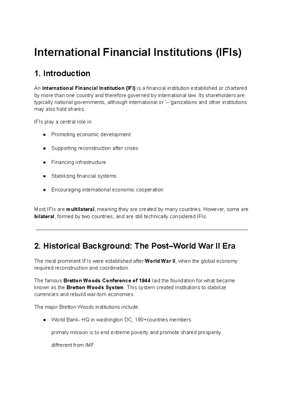 International Financial Institutions (IFIs): Overview and Types - Studocu
