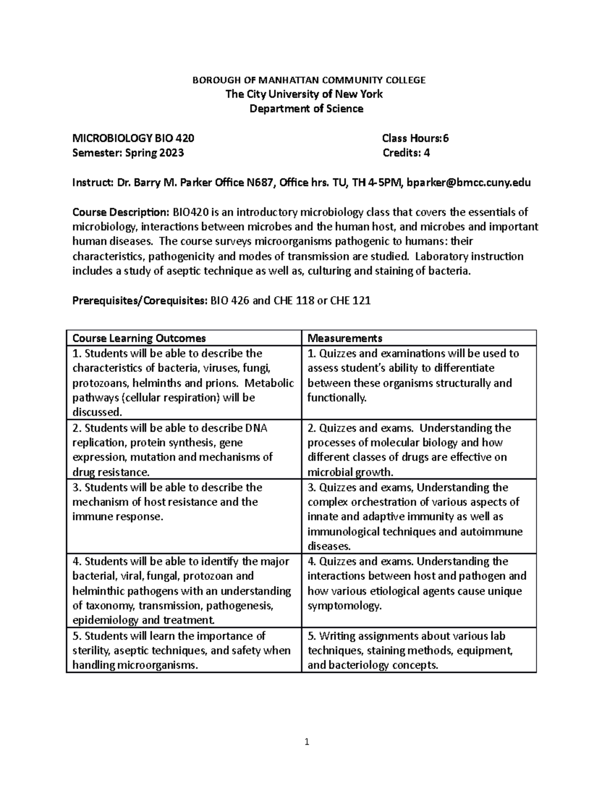 BIO 420 Microbiology Syllabus - Spring 2023 Class Details - Studocu