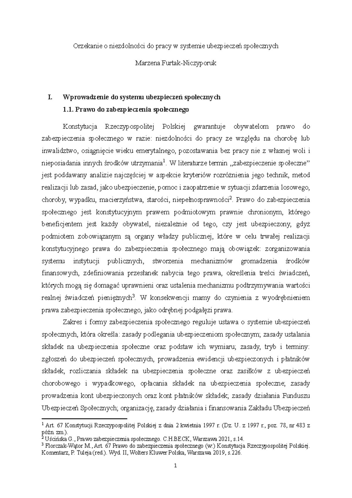 Orzekanie o Niezdolności do Pracy w Systemie Ubezpieczeń Społecznych ...