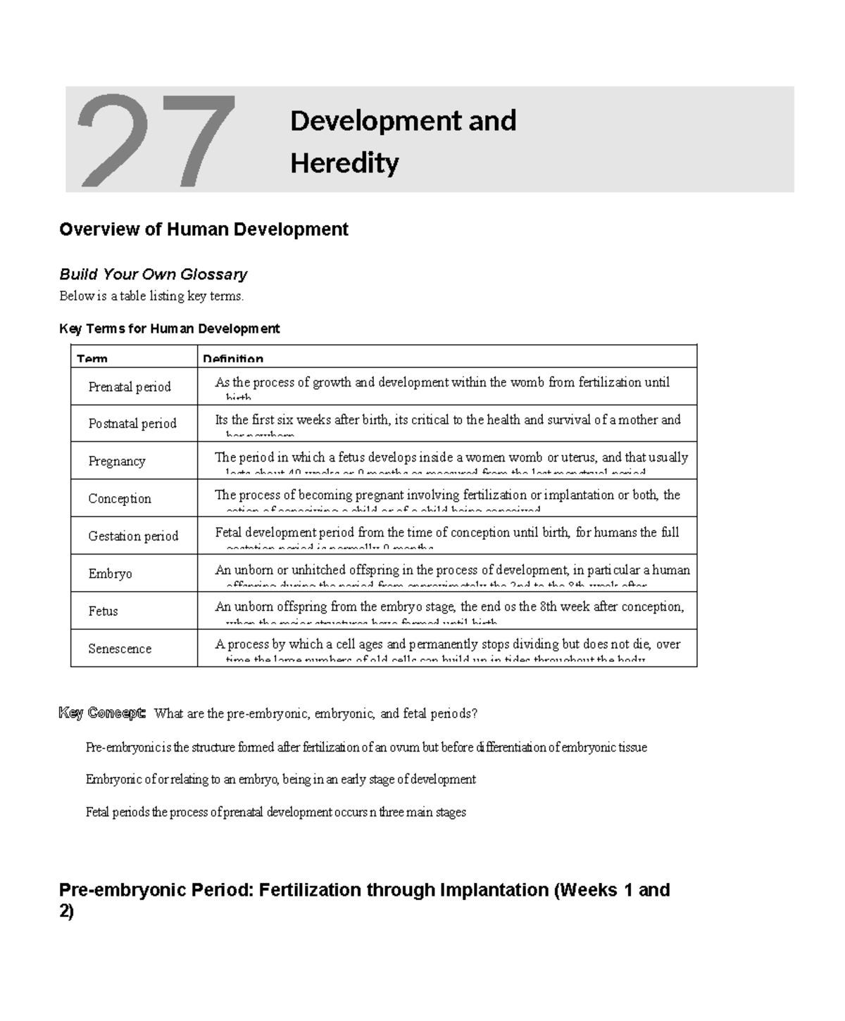 Chapter 27 Worksheet - Human Development and Key Terms - Studocu