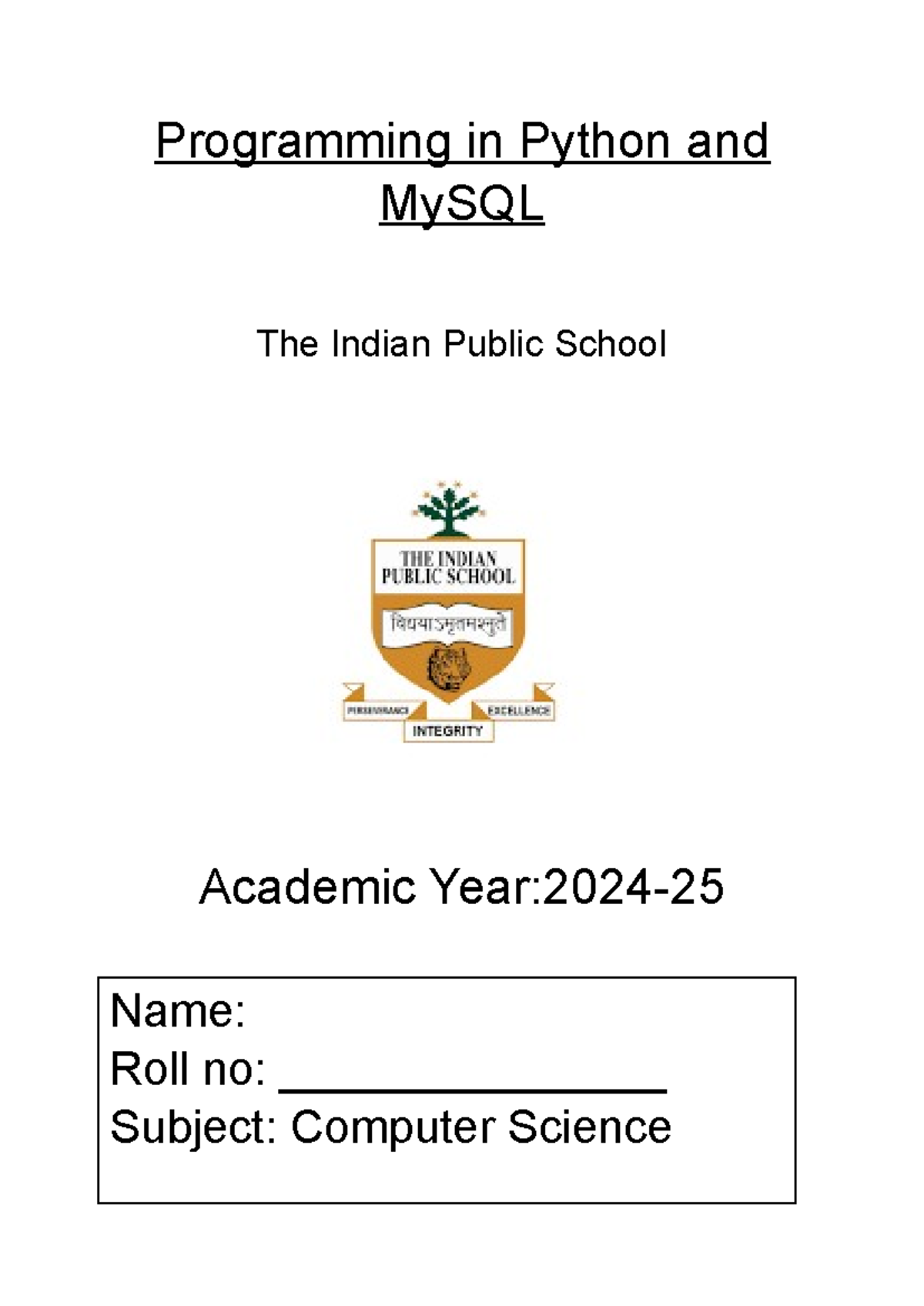 Computer Lab Experiments - CS Class 12 Cert Project on Python & MySQL ...