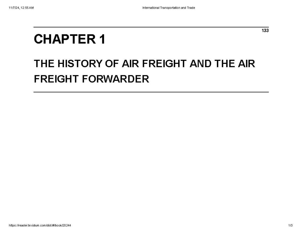 1 - ciifa notes - 133 CHAPTER 1 THE HISTORY OF AIR FREIGHT AND THE AIR ...