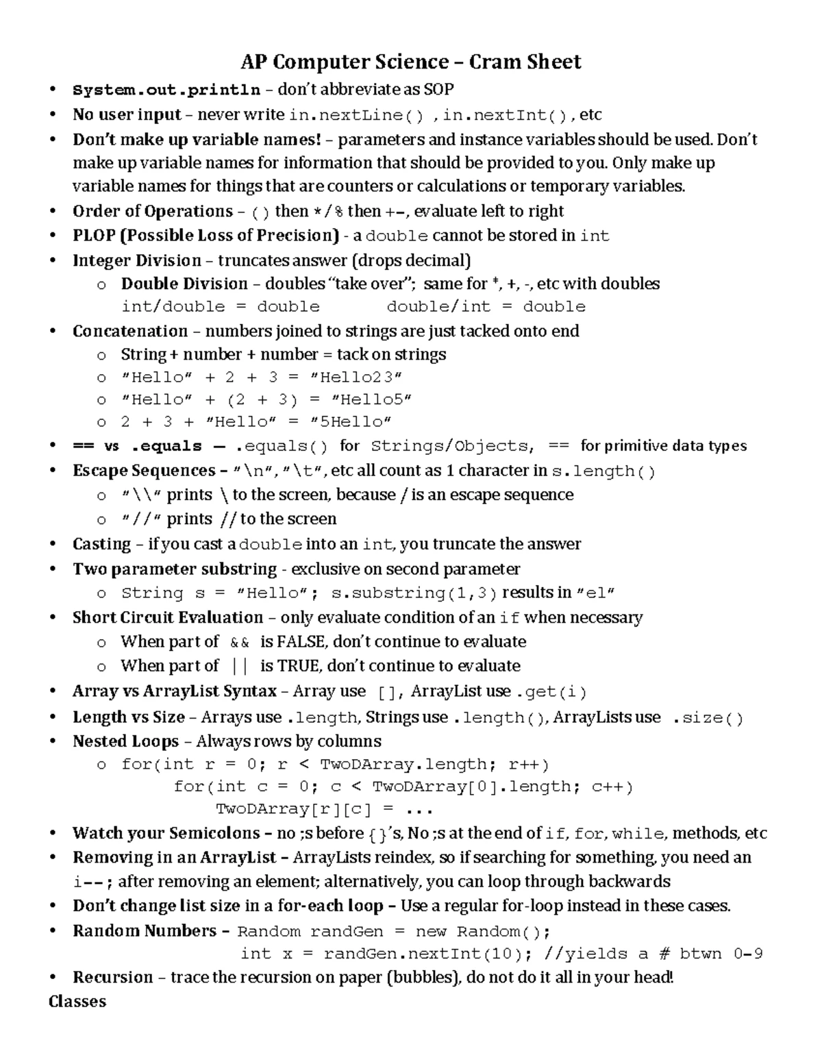AP Computer Science A 2023 Free-Response Questions Overview - Studocu image.
