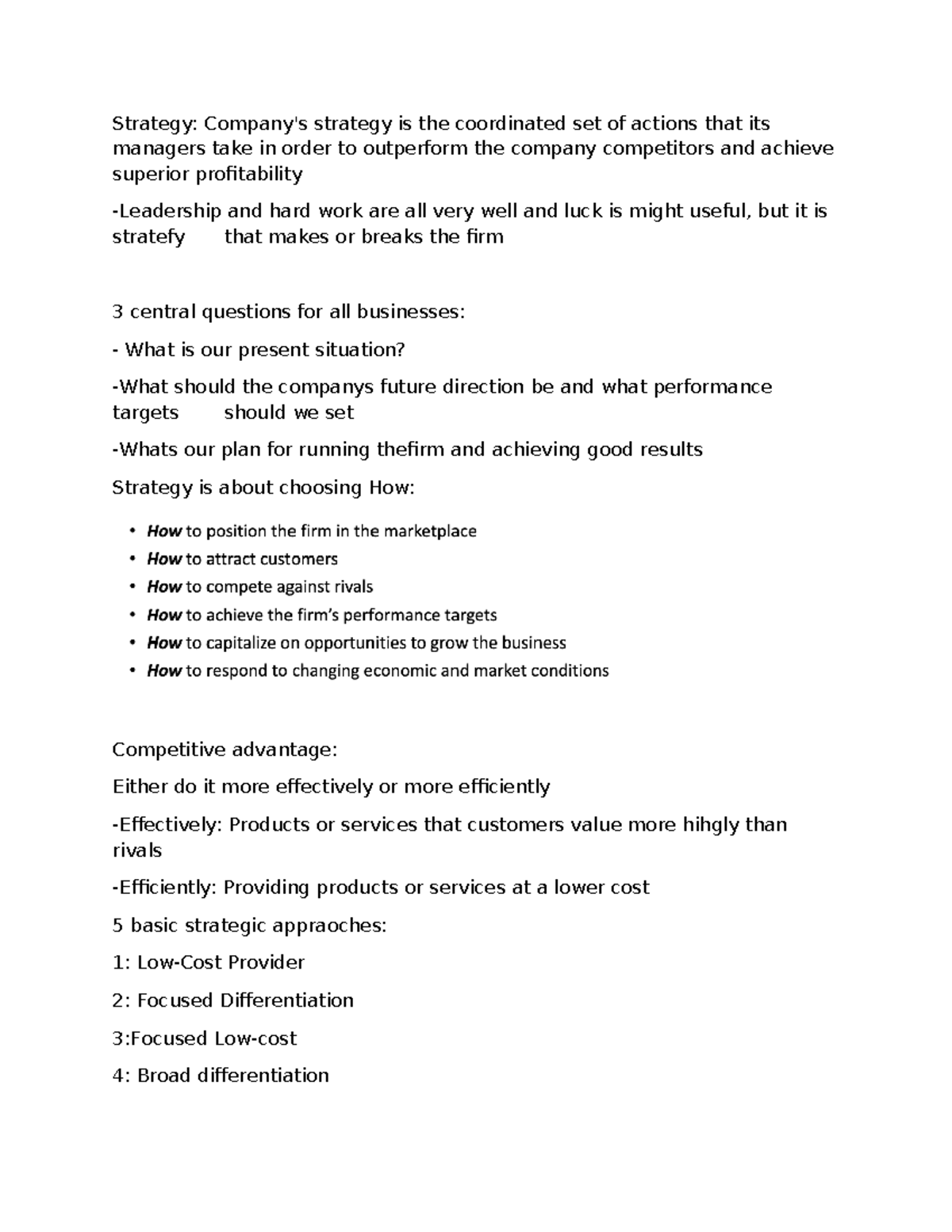 Strategic Management: Key Concepts and Approaches (Strat 1 - Notes ...