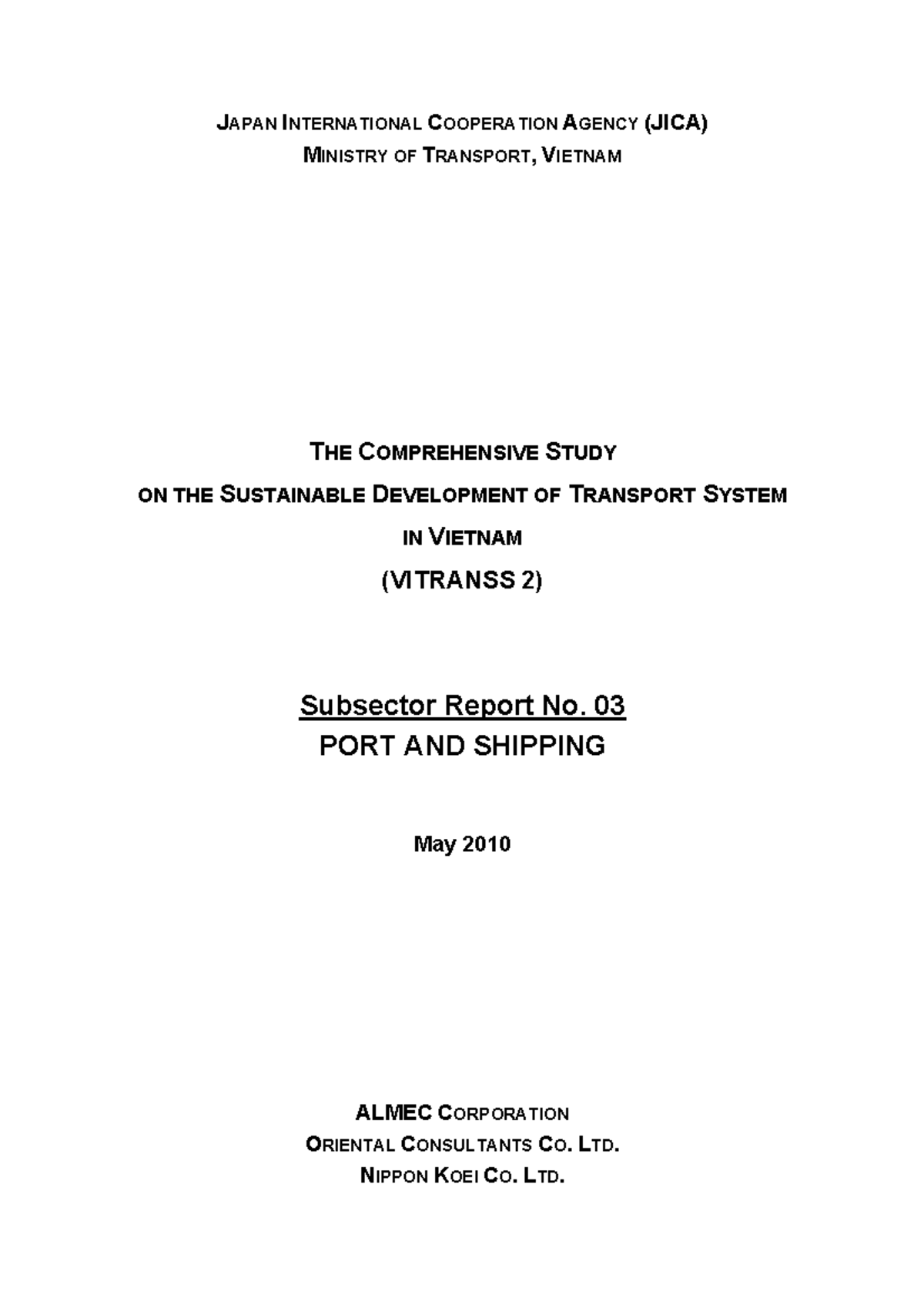 The Comprehensive Study on Sustainable Transport Development in Vietnam ...