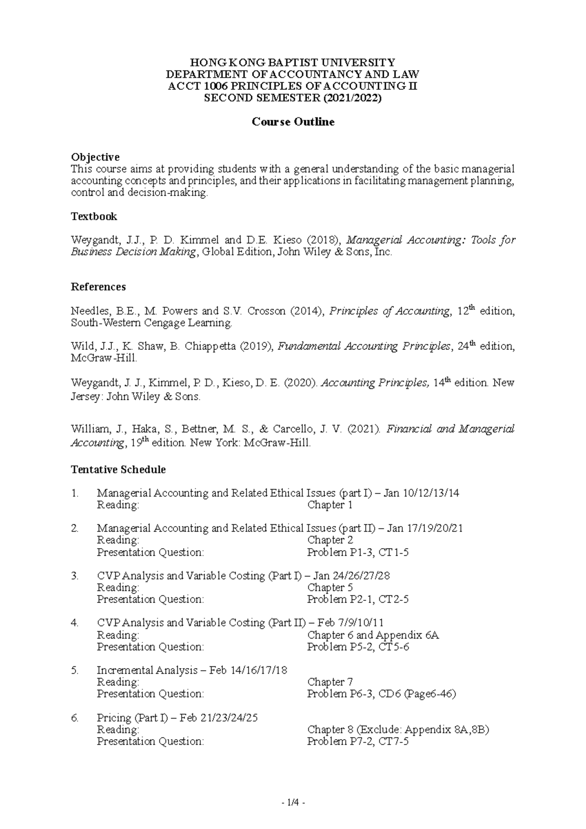 ACCT 1006 Principles of Accounting II Course Outline (2022) - Studocu
