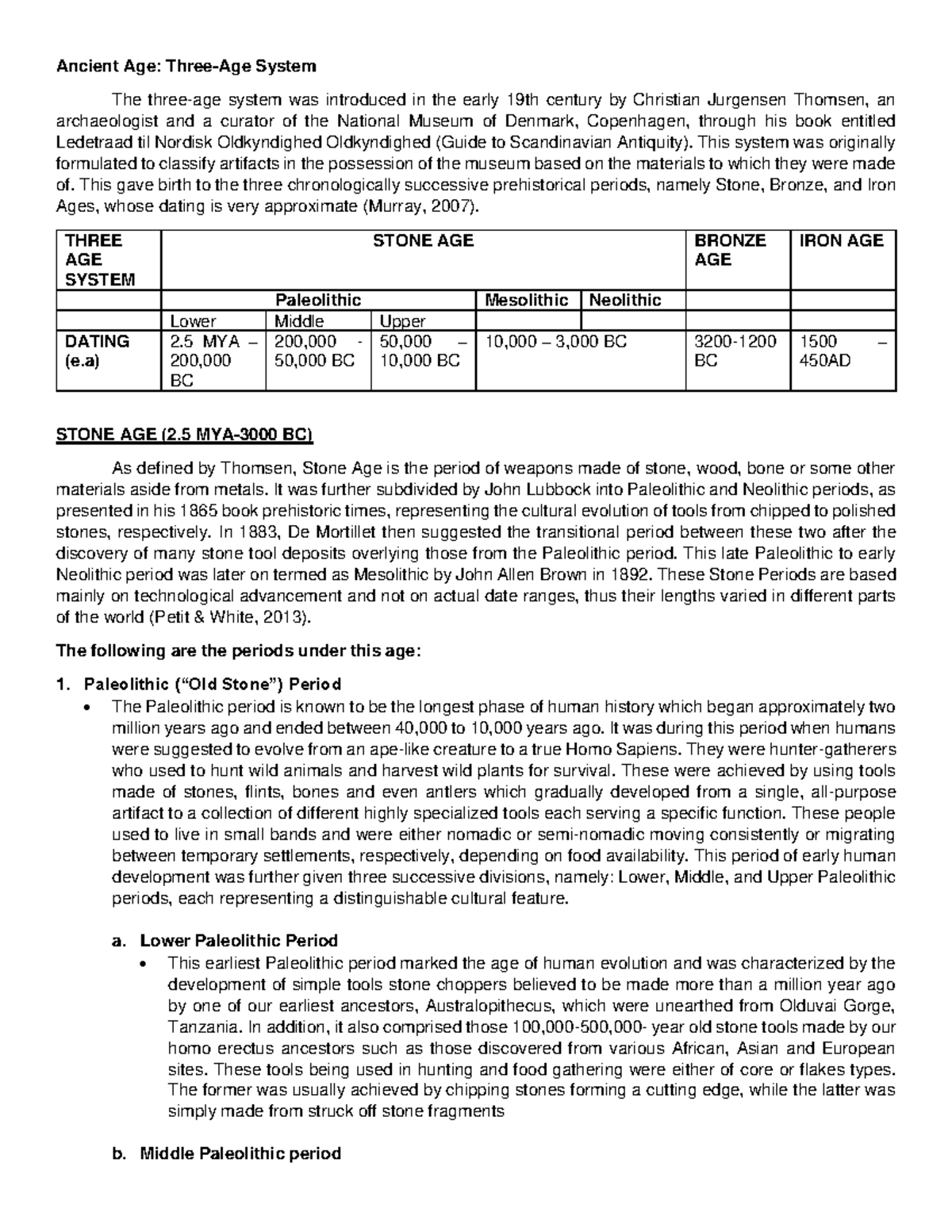 CHAP 1.1 STS - The Three-Age System: Ancient Civilizations Overview ...
