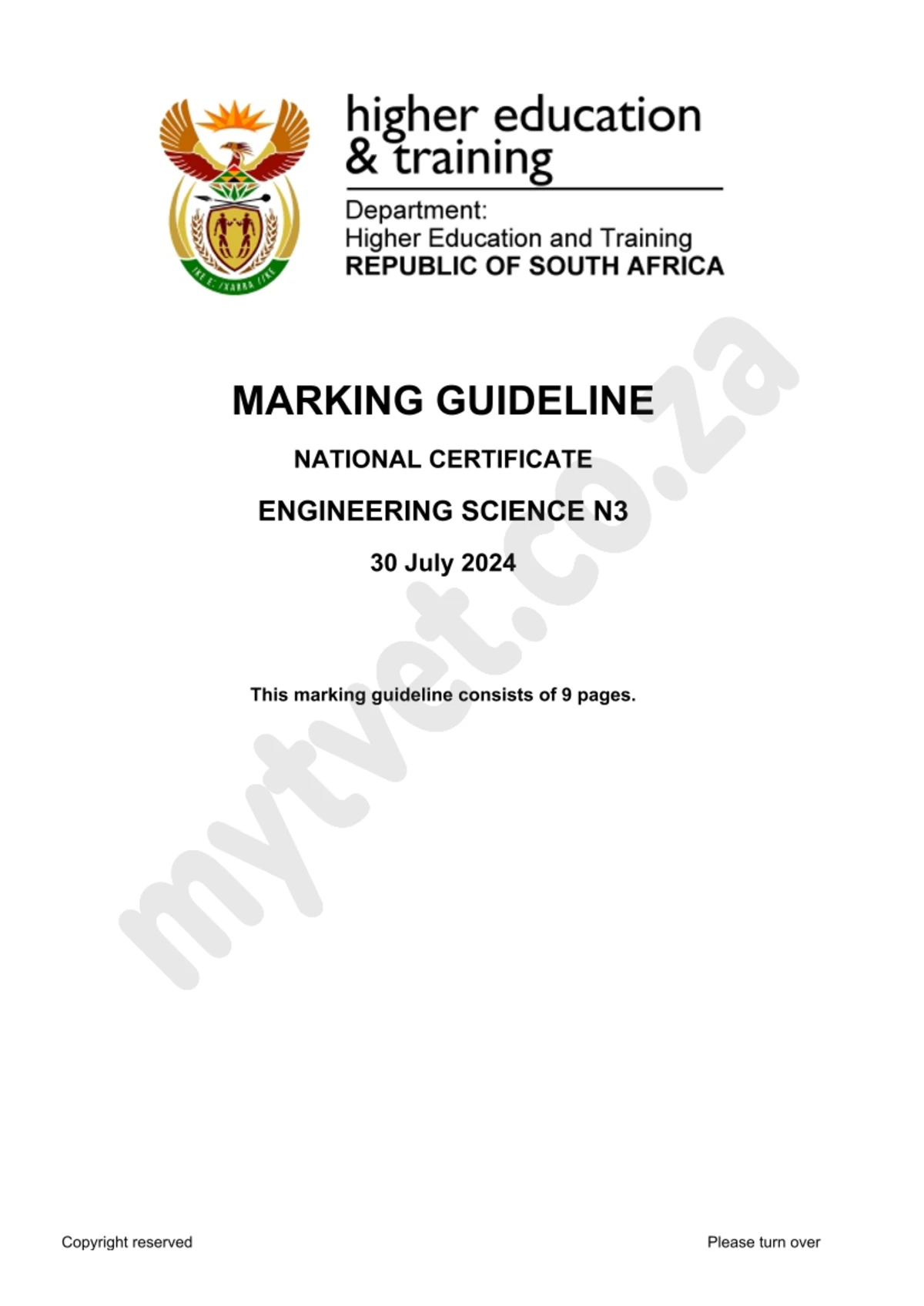 T640 - Engineering Science N3 Final Exam QP August 2024 Umalusi - Studocu