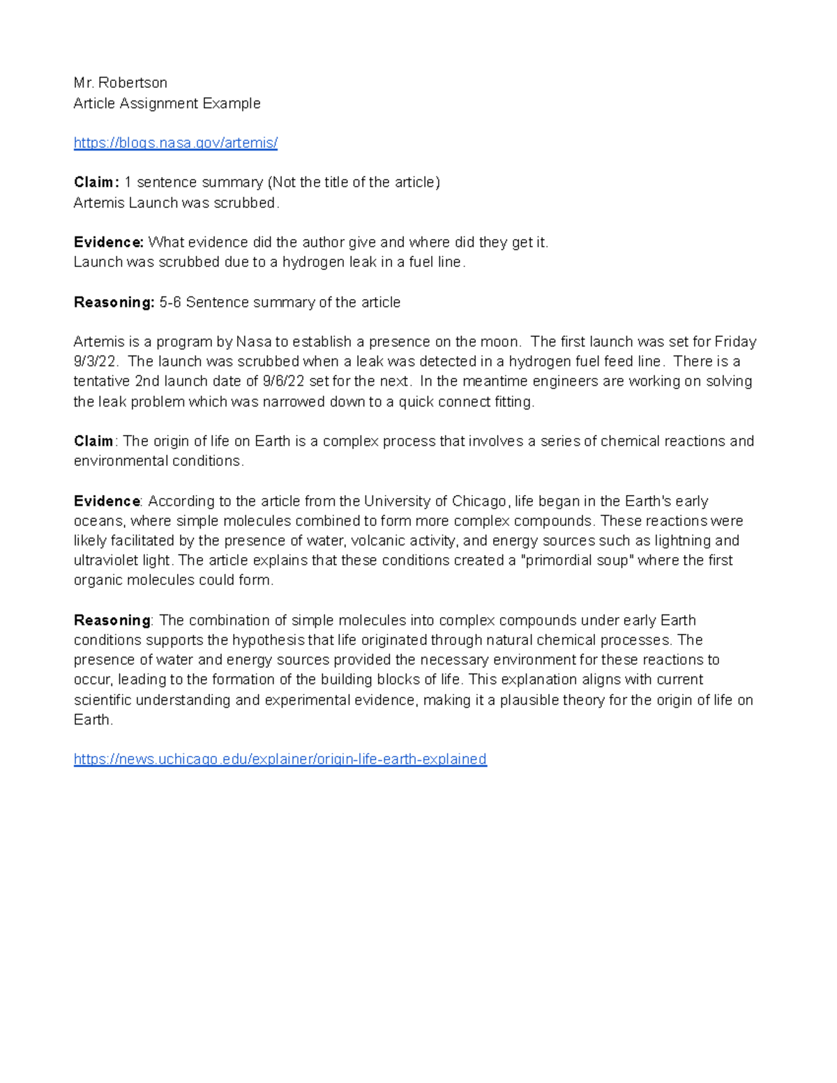 Article Assignment Example (ENG 101) - Studocu
