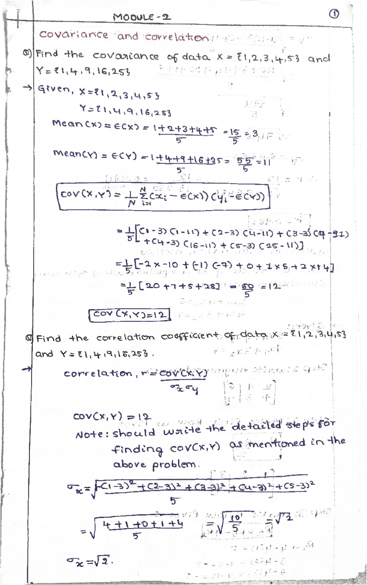 ML Module-2: Covariance, Correlation, and Decomposition Notes - Studocu