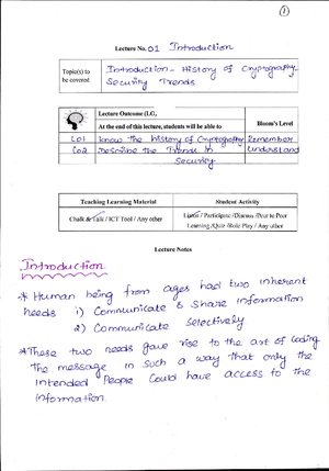 MODULE 1: INTRODUCTION TO CRYPTOGRAPHY AND DATA SECURITY - Studocu