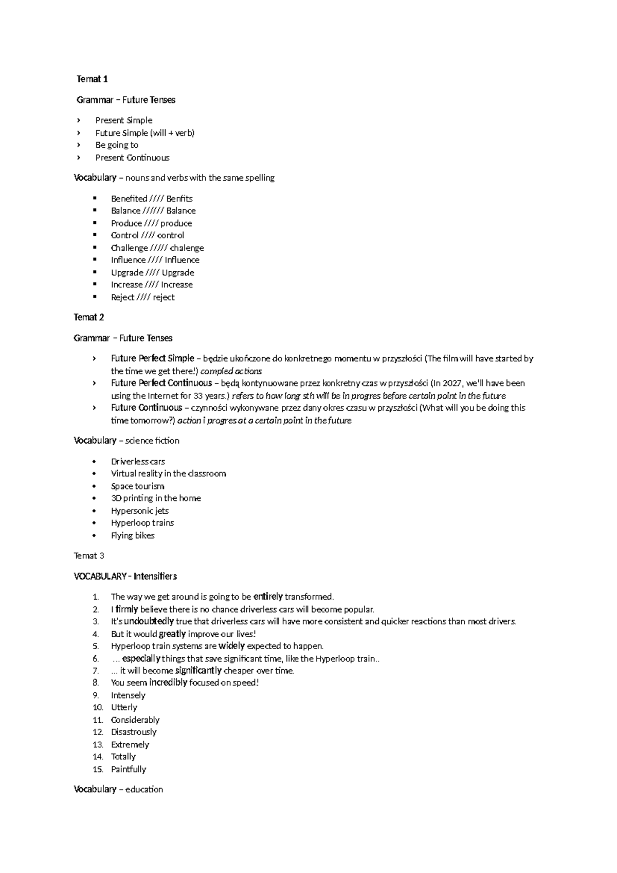 Angielski Final Test sem II: Future Tenses & Vocabulary Review - Studocu