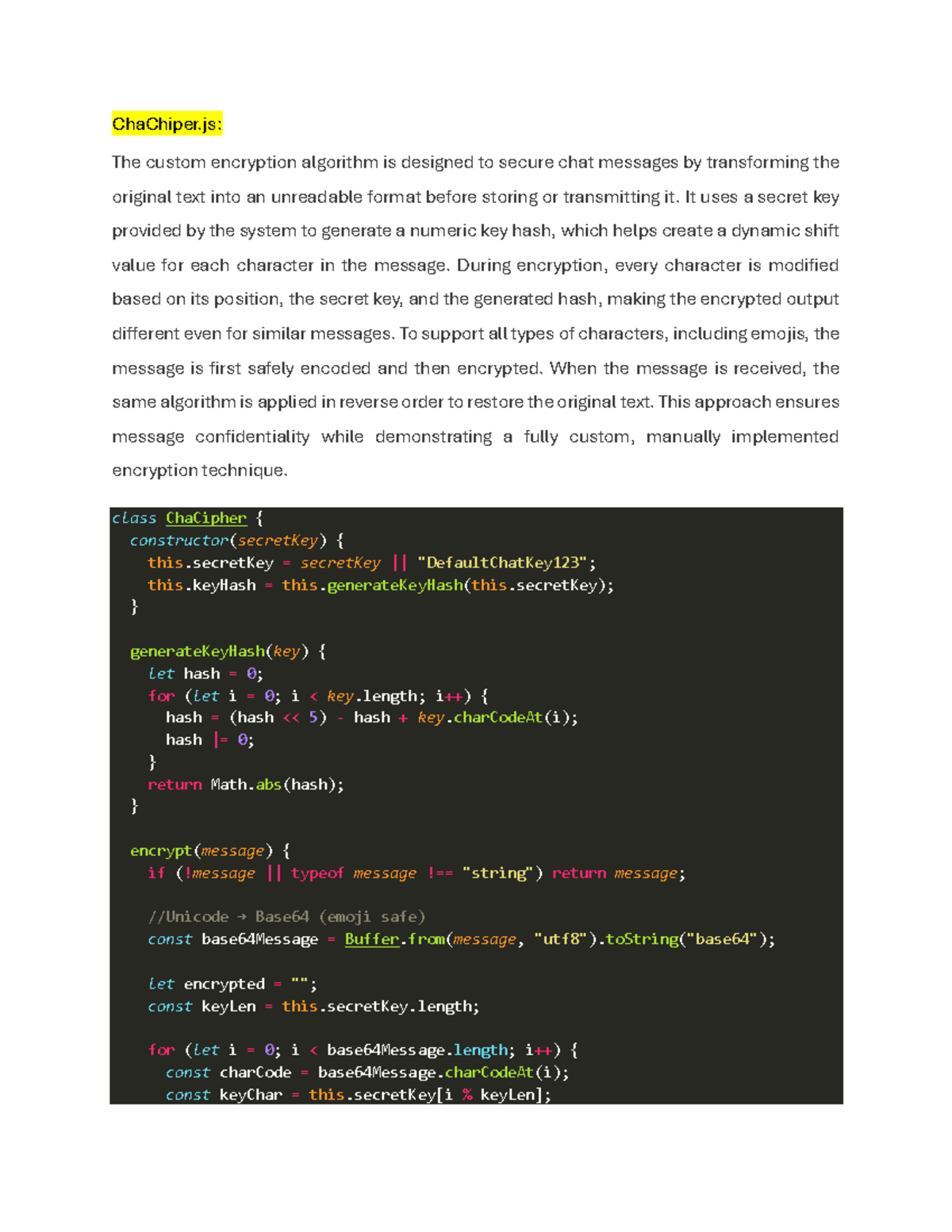 ChaChiper.js: Custom Encryption Algorithm for Secure Chat Messages ...