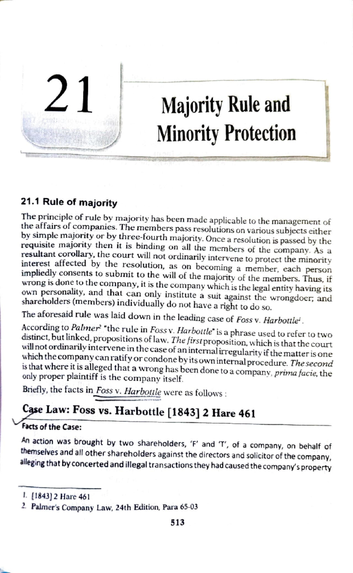 Majority Rule and Minority Protection in Company Law (AL 21.1) - Studocu