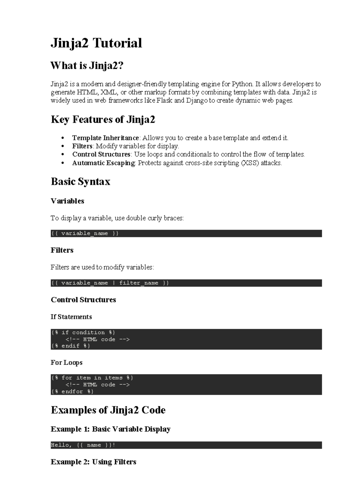 Jinja2 Tutorial: A Comprehensive Guide to Templating in Python - Studocu