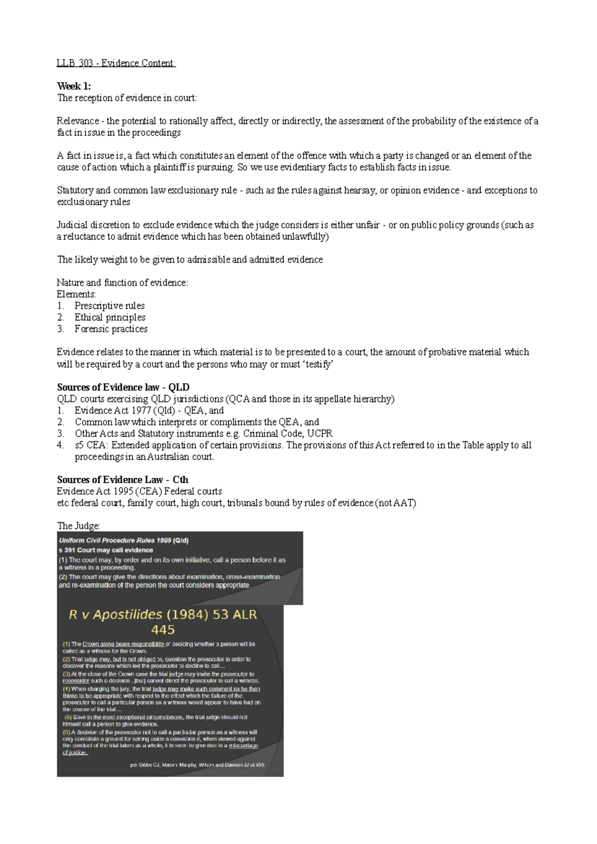 LLB 303 - Final Exam Notes on Evidence and Trial Process - Studocu