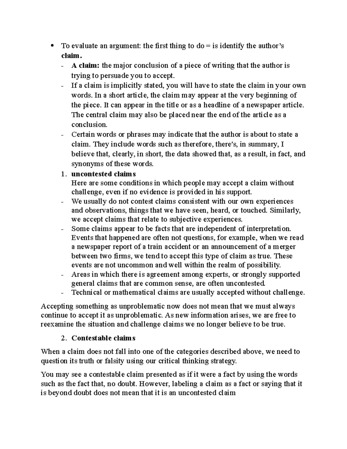Chapter 2 Claims: Understanding Contestable and Uncontested Claims ...