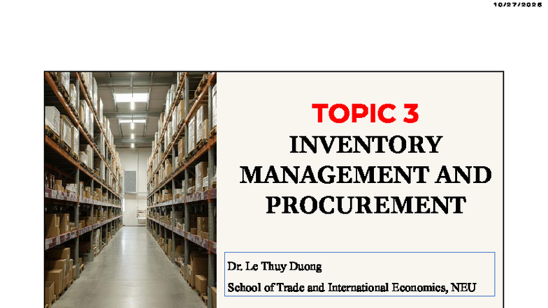 LMS English for Logistics ( Topic 3 - Inventory management and ...