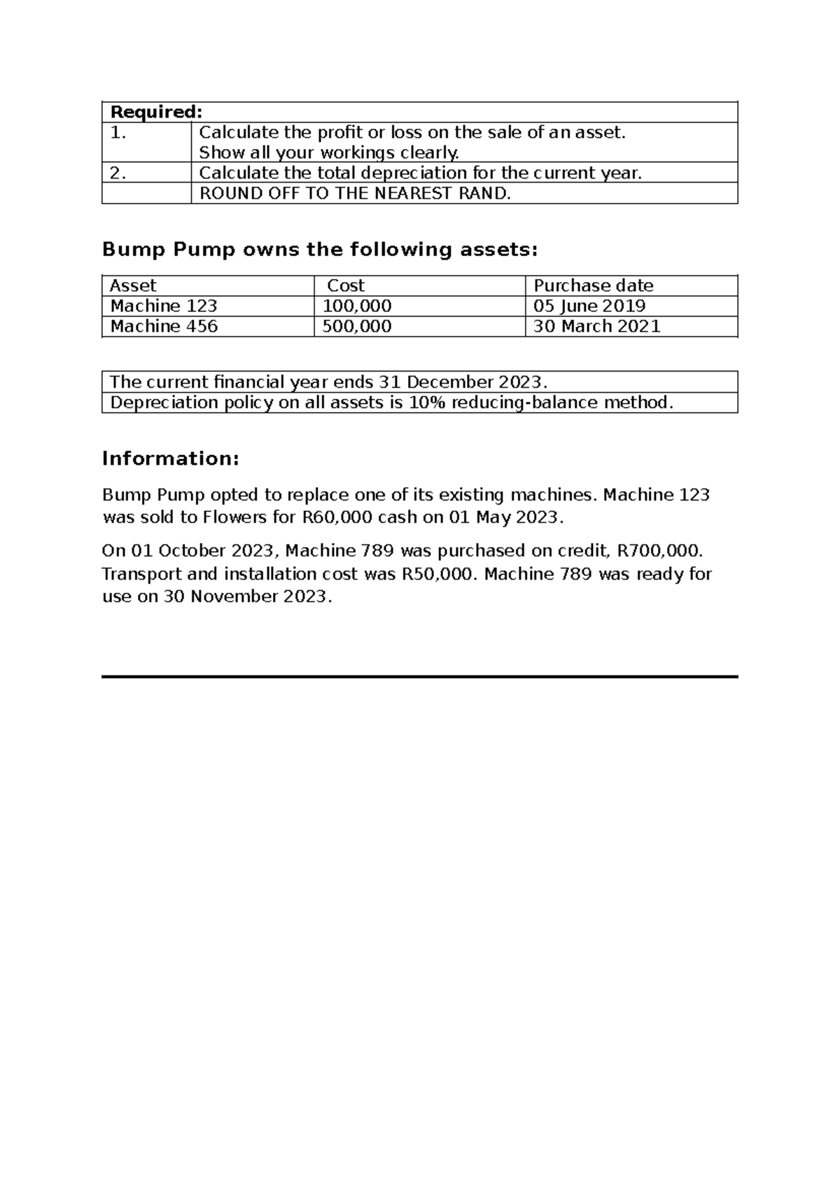 Test 2 - Memo: Asset Sale & Depreciation Calculations - Studocu