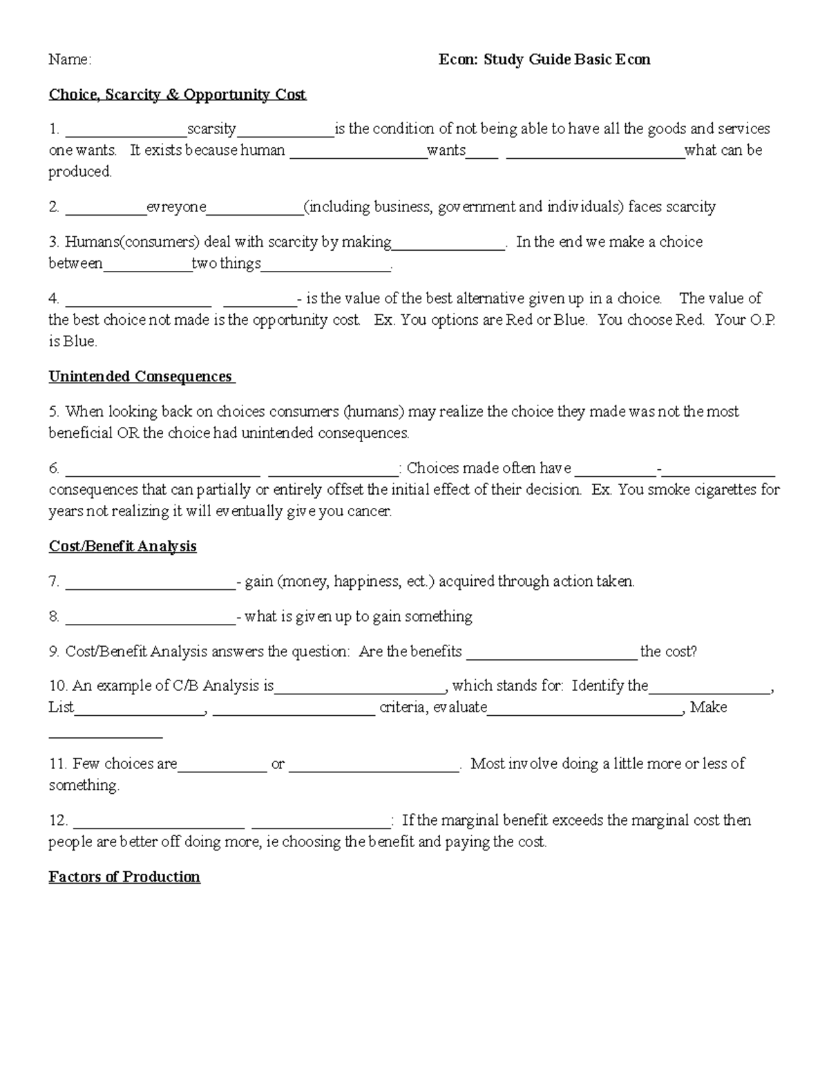 Unit 1 Study Guide: Introduction to Basic Economics (Econ 1) - Studocu