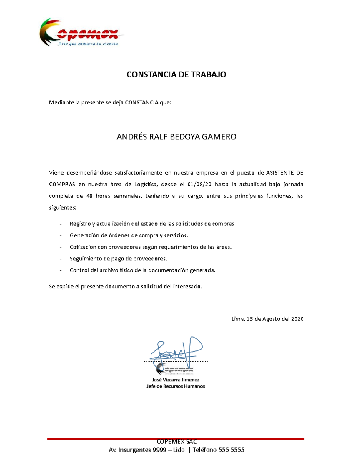 2. Modelo de constancia de Trabajo - trabajando - Document Preview