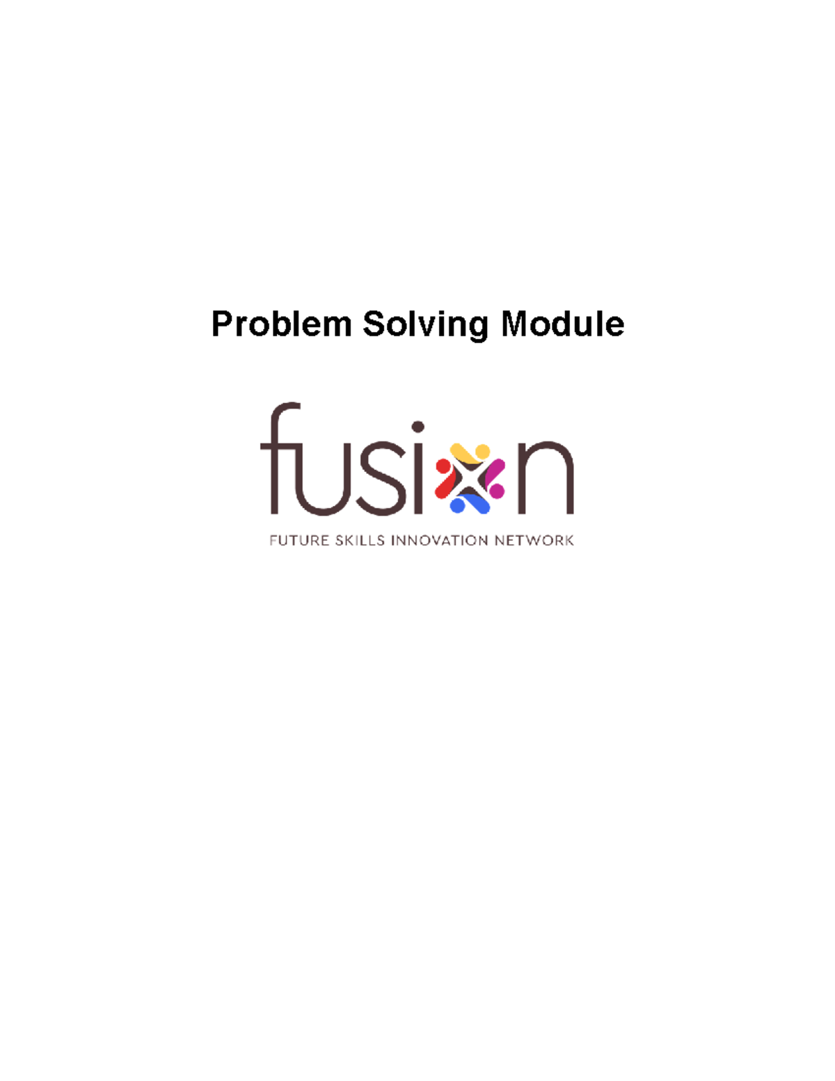 FUSION Problem Solving Module Overview and Learning Outcomes - Studocu