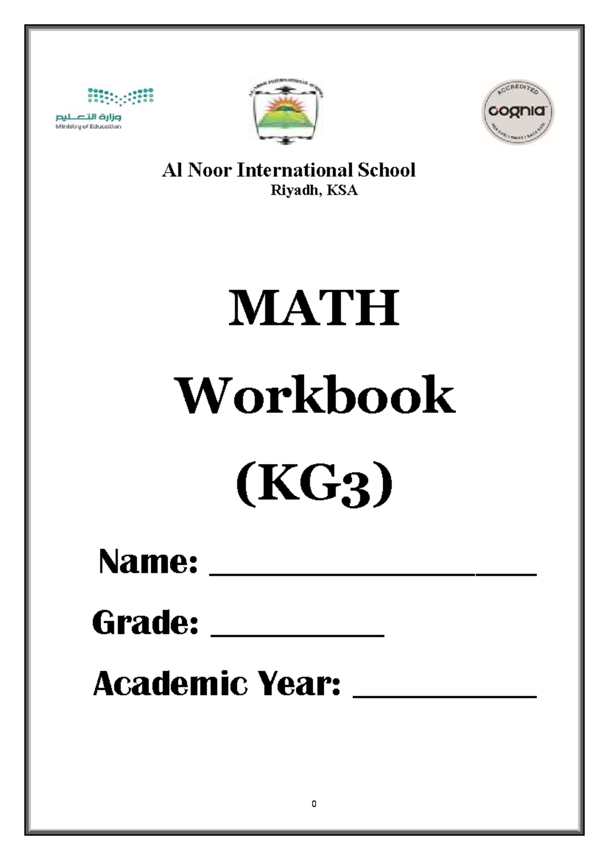 KG3 Math Workbook - Al Noor International School Riyadh, KSA MATH ...