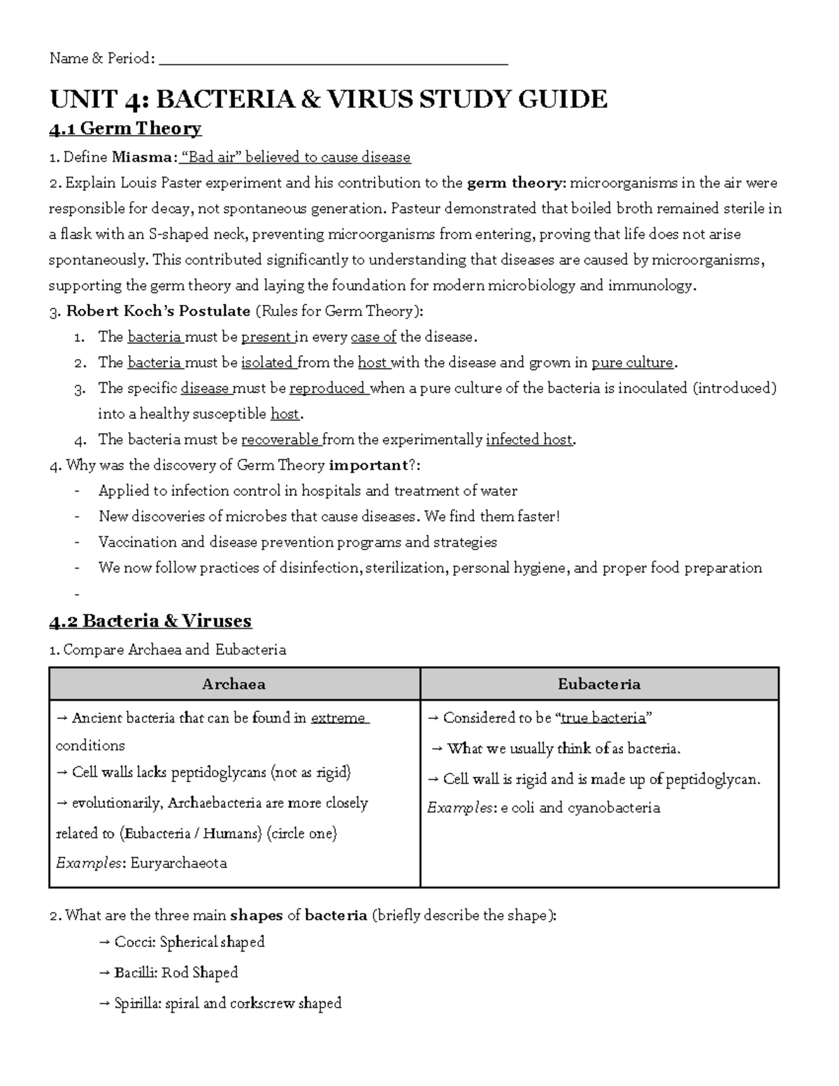 Unit 7 Study Guide: DNA, RNA, and Protein Concepts - Studocu